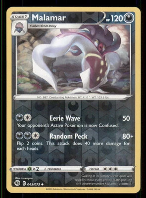 Malamar Champion's Path #45/73 Uncommon Reverse Holo Pokemon LP - Image 1 of 2