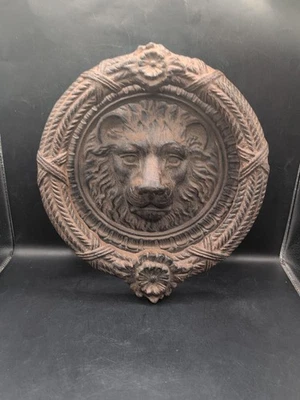 Llamador de puerta de hierro fundido con cara de león de animales salvajes -10"" x 11"" H Foto 1 de 4