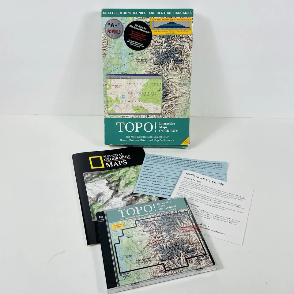 Topo! Interactive Maps on CD-ROM Seattle Mount Rainier and Central Cascades - Image 1 of 4