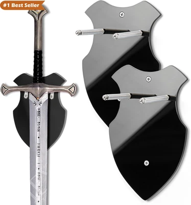 Estante de espada montado en la pared para sable y hacha - Soporte de exhibición vertical, negro Foto 1 de 4