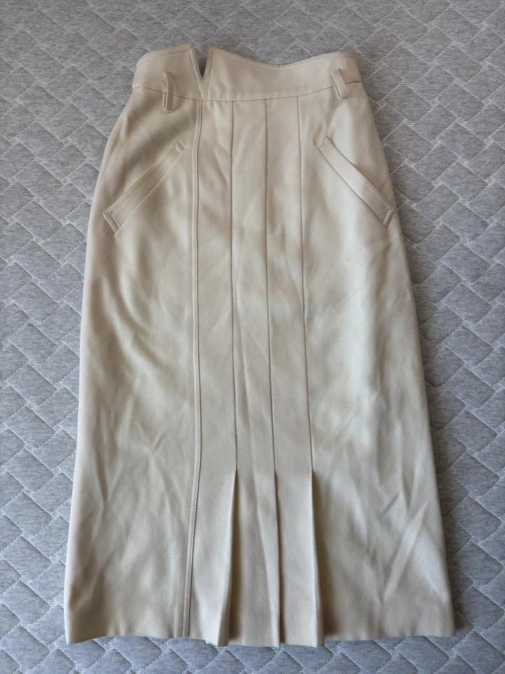 Falda Escada Mujer 36 EE. UU. 8 Beige Lana Cintura Alta Bolsillos Plisados Hecha en Alemania Foto 1 de 4