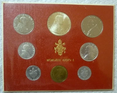 1963 VATICAN - OFFICIAL MINT BU SET (8) w/ SILVER 500 LIRE - POPE PAUL VI - Image 1 of 4