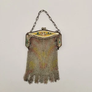 1930s Disney Mickey and Minnie Mouse Enamel Mesh Chain Purse Children's Toy - Picture 1 of 9