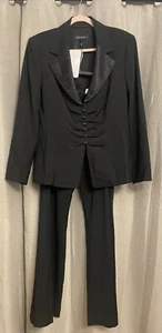 J1) NEW RARE ESCADA 44 BLACK PANT SUIT WITH BEADED BLACK JET GLASS SPARKLE 10.5 - Picture 1 of 15