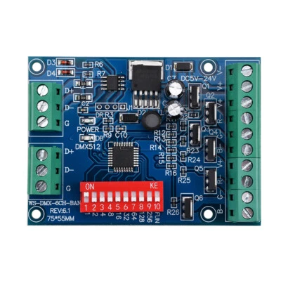 DMX512 Decoder 6CH Channel RGBW Controller led stage Dj lighting CMOS Output - Bild 1 von 4