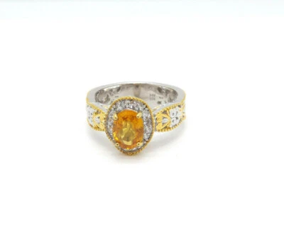 Michael Valitutti NH Sterling Silver Vermeil White Zircon Orange Sapphire Ring - Image 1 of 4
