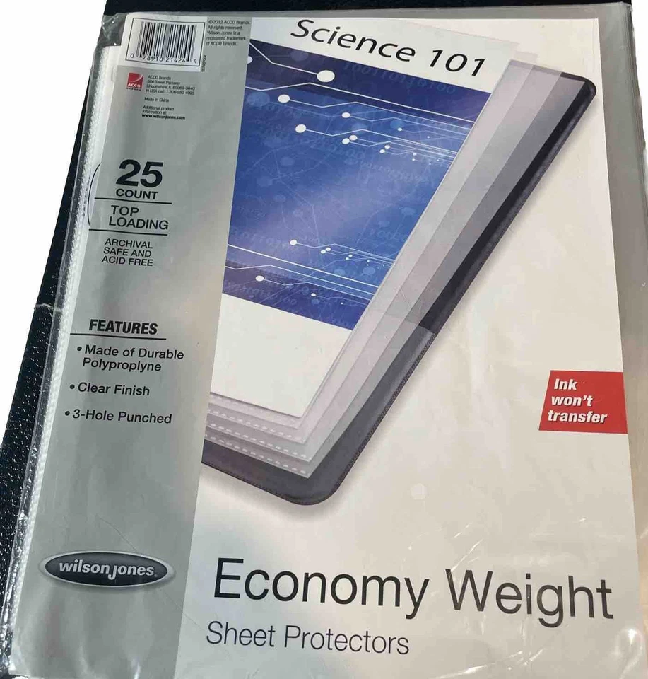 Wilson Jones Sheet Protectors Economy Weight 23 Count Clear Finish Archival Safe - Image 1 of 2