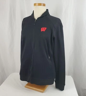 Adidas Universidad de Wisconsin Cárdigan Suéter Para Mujer Grande Cremallera Poli Tejido Foto 1 de 4
