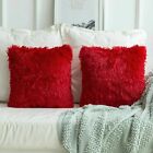 Fluffy Pack of 2/4PCS Square Cushion Covers Shaggy Set Scatter Sofa 18