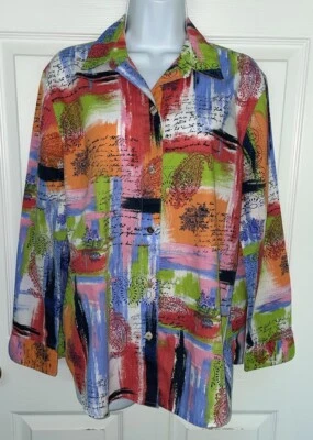 Camisa TravelSmith Talla Mediana Brillante L/S Multicolor Pincelada Paisley Usada en Excelente Condición Foto 1 de 4