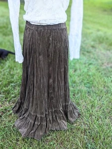 Coldwater Creek Full Maxi Skirt Brown Boho Western Prairie Cottage  - Picture 1 of 3