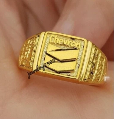 Anniversary Gift Men's Nugget Style Custom Ring 14k Yellow Gold Plated Silver - Изображение 1 из 4