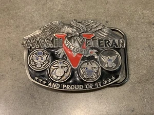 Vintage Belt Buckle - 1988 World War II Veteran - Picture 1 of 5