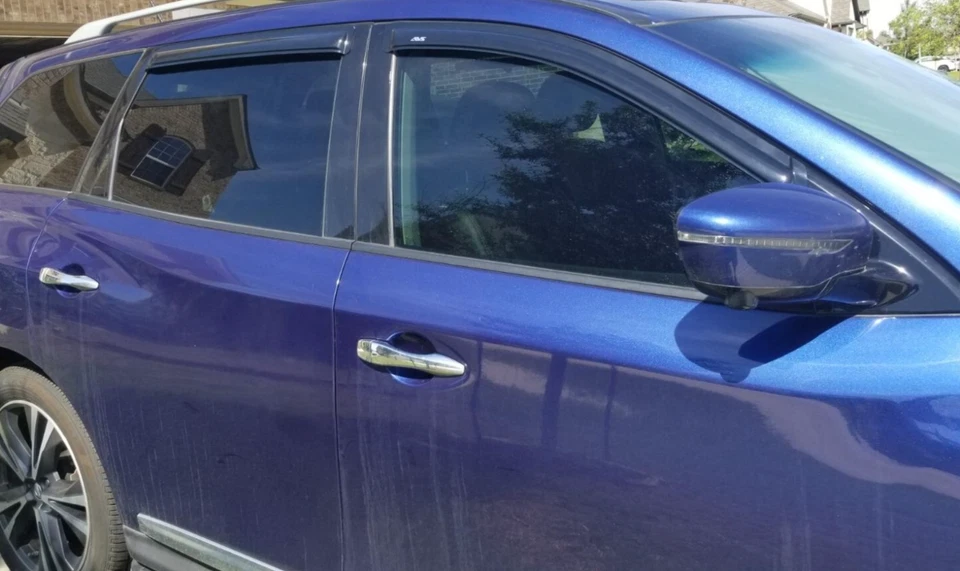 Viseiras de ventilação AVS Smoke Rain Guards 3M fita adesiva para 2013-2020 Nissan Pathfinder SUV - Imagem 1 de 3