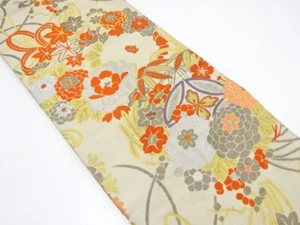 7198475: JAPANISCHER KIMONO / ANTIK MARU OBI / SEIDE / GEWEBTE BLUMEN KUSUDAMA - Bild 1 von 1