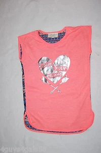 Girls Shirt ORANGE TUNIC Sheer Blue Rear FOLLOW YOUR DREAMS Silver Heart M 7-8 - Picture 1 of 2