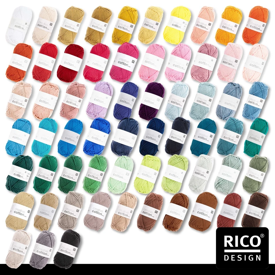 Rico Design 50 G Algodón Creativo Aran Lana Tejer Ganchillo 63 Colores - Imagen 1 de 1