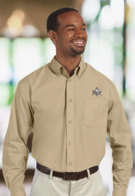 Camisa de vestir con botones de popelina masónica bordada Widow's Son para hombre Foto 1 de 2