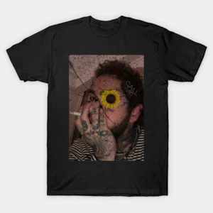 Inspired Post Malone Sunflower Short Sleeve Black Unisex S-234XL T-Shirt - Picture 1 of 2