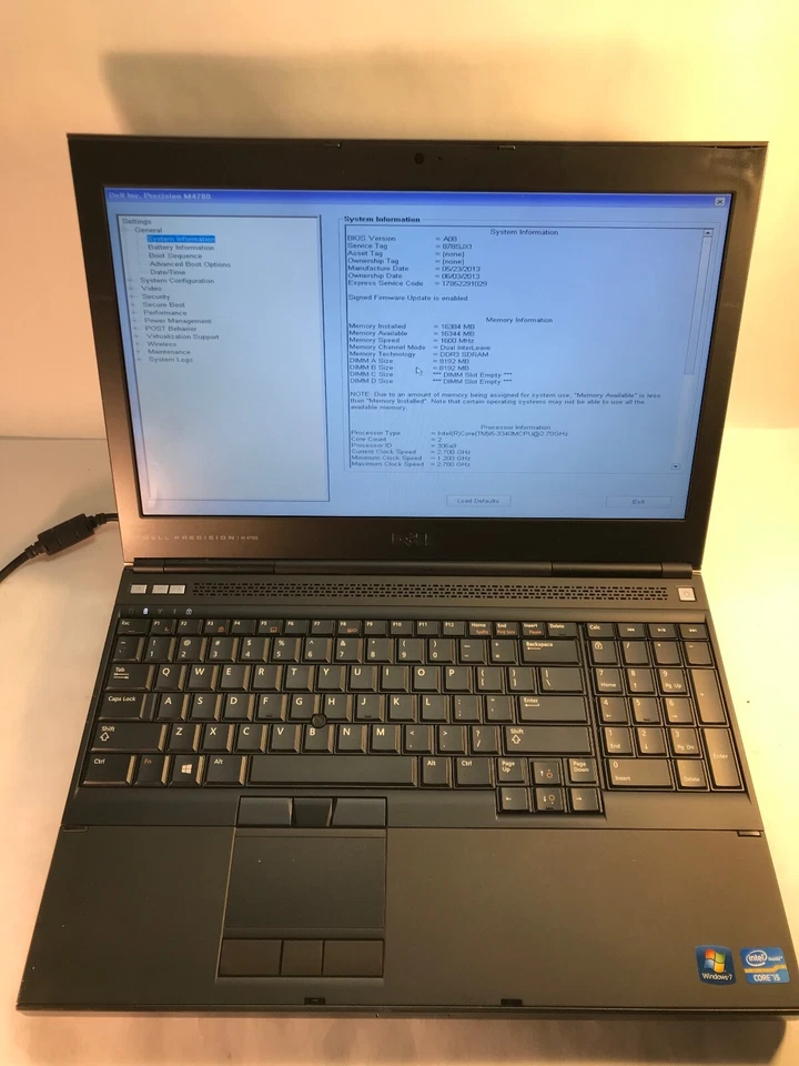 Dell Precision M4700 15.6" Laptop Intel Core i5-3340M @2.7GHz 16 Gb RAM NOHDD-MZ - Image 1 of 4