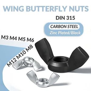 Wing Butterfly Nuts M3 M4 M5 M6 M8 M10 M12 Zinc Plated Wingnuts Metric DIN 315 - Foto 1 di 22