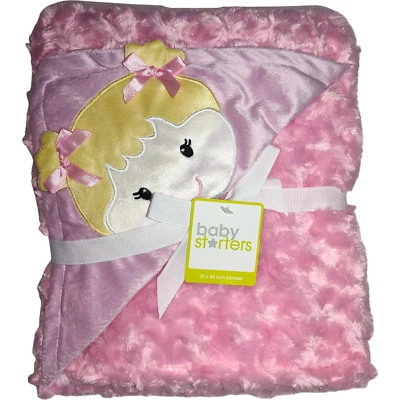 Manta rosa roseta niña bebé iniciador lazos rubios terciopelo suave cariñoso nueva con etiquetas Foto 1 de 3