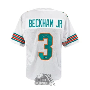 Odell Beckham Jr Autographed Miami Custom White Football Jersey - BAS - Picture 1 of 1