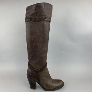 United Colors Of Benetton Brown Leather Knee High Pull On Heels Boots 36 UK3