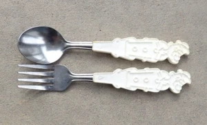 Vintage POPEYE FORK & SPOON SET Stainless and Plastic Japan - Picture 1 of 4