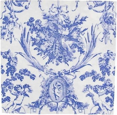 Caspari Paper Dinner Napkins, Romantic Toile Blue - 2 Packs (3300D) - Image 1 of 4