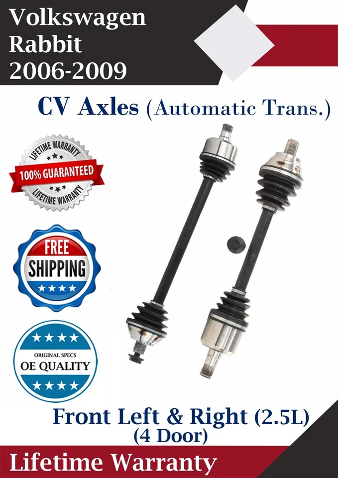 New OE Front CV Axles For 2006-2009 Volkswagen Rabbit 2.5L Automatic Lifetime W. - Image 1 of 4