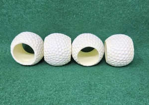 4 Resin Golf Ball Shape Napkin Rings Vtg ~ 2"x1.5" Heavy Solid Holders w Dimples - Picture 1 of 7