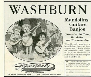 Vintage Ad Print Standard Washburn Mandolins, Guitars & Banjos, 1904, 5 x 4 - Foto 1 di 2