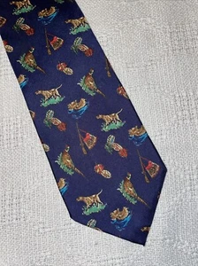 Orvis Dress Tie Mens Size 55” Blue Hunting Motif Business Formal City - Picture 1 of 12