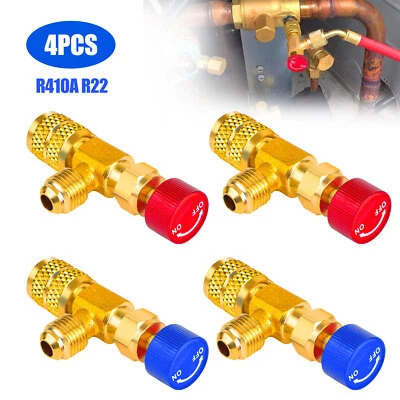 EEEKITONLINE 4pcs Air Conditioning Refrigerant Charging Valve, Safety Adapter for R22 R410A
