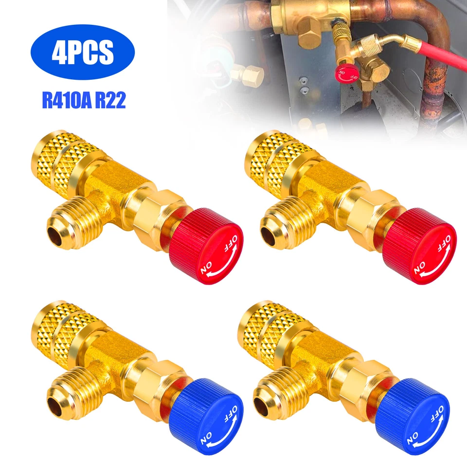 EEEKITONLINE 4pcs Air Conditioning Refrigerant Charging Valve, Safety Adapter for R22 R410A