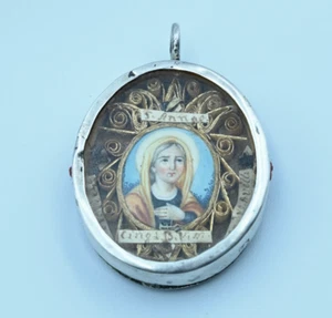 Antique 18THc Silver Reliquary 4 Relics St Ann Belt of the Virgin St Francis - Picture 1 of 5