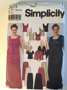 Chaqueta de noche Simplicity 5973 delgada y acampanada faldas y tops talla FF18W-24W UC - Imagen 1 de 6