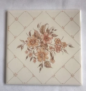 Piastrelle da parete ceramica H&R Johnson NOS 6”x6” floreale Inghilterra fiore vintage - Foto 1 di 3