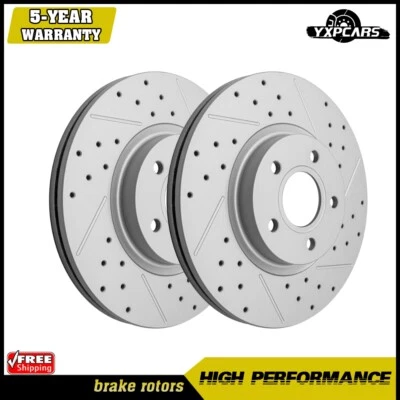 Front Drilled Brake Rotors Pair For Volvo S40 C30 V50 C70 Ford Escape C-Max - Image 1 of 4