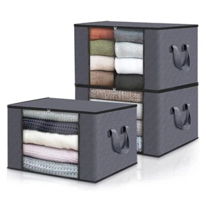Double Zippered Large Storage Bags for Bedding, Clothes, Clear Window & Handles - Picture 1 of 12