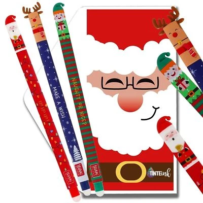 MARKENLOS Neu Legami Set Weihnachten mit 3 löschbaren Gelstiften Santa Claus Reindeer Elf/
