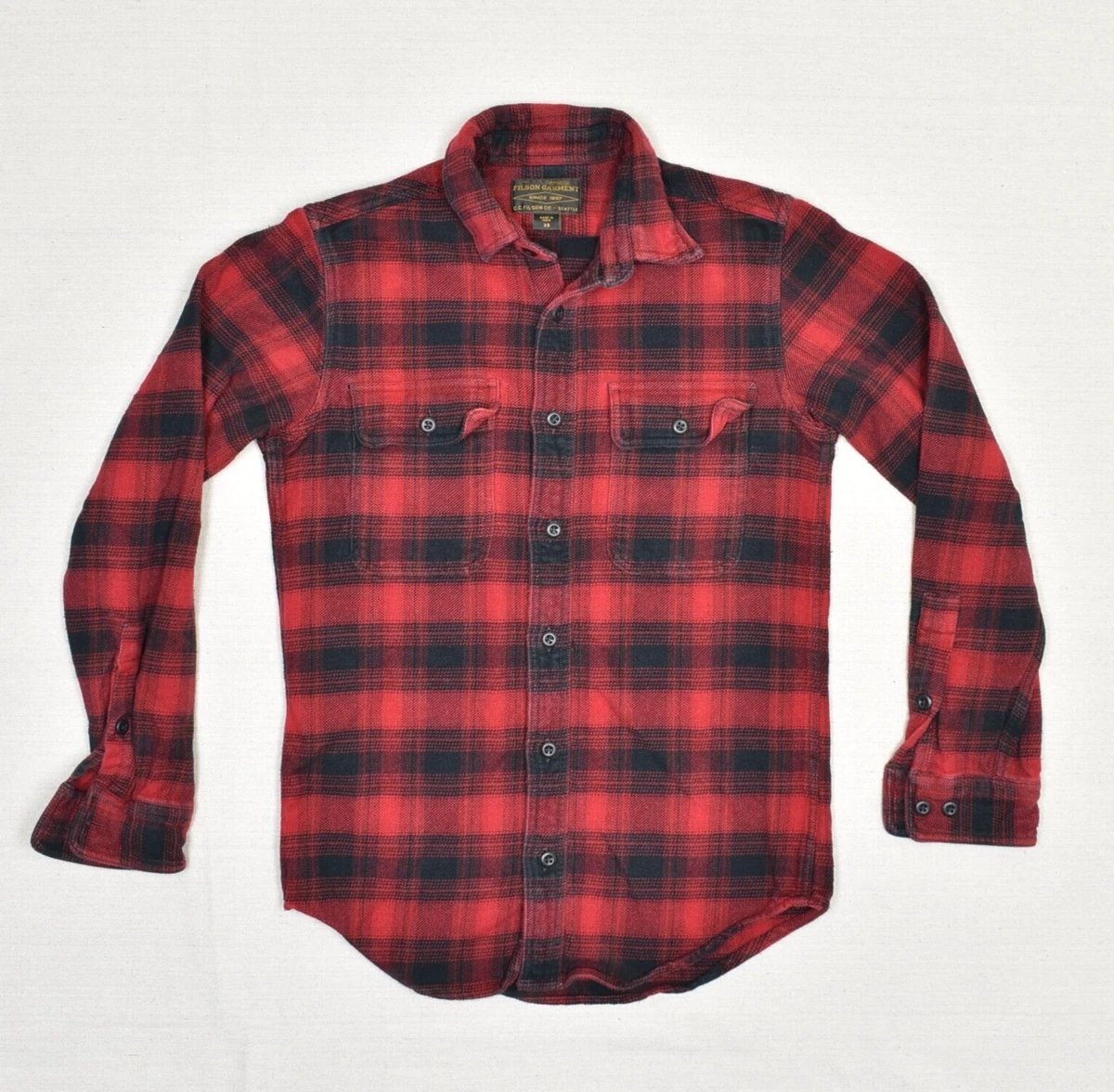 CC Filson Men Cotton Red Plaid Button Down Shirt Long Sleeve Sz XS
