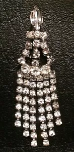 Vintage Kandell & Marcus NY Signed Rhinestone Dangle Waterfall Pin - Bild 1 von 4