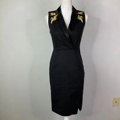 Vestido Altuzarra X Target Esmoquin Negro Grúa Dorada Para Mujer Talla 2 Sin Mangas Foto 1 de 4