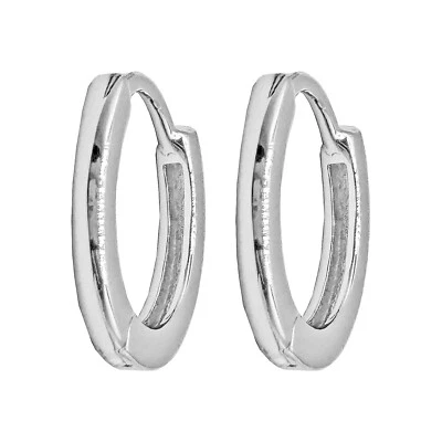 Coppia di Orecchini  a Cerchio Liscio in argento 925 rodiato - Hoops Collection - Immagine 1 di 4