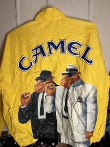 Vintage 1992 Joe Camel Cigarettes Graphic Zip Up Lightweight Tyvek Jacket XL - Picture 1 of 3