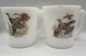 Vintage 2 Stück Feuerkönig Stockente gekräuseltes Auerhuhn Kaffeetassen Tassen - Bild 1 von 6