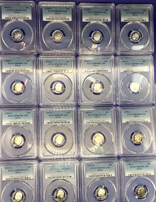 {20} 90% SILVER Dimes PCGS ONLY PR69DCAM + PCGS Hard Storage Box & 100 Slab Bags - Image 1 of 4