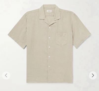 Camisa HARTFORD Palm Convertible Cuello Manga Corta Lino en Beige Talla S $200 Foto 1 de 4